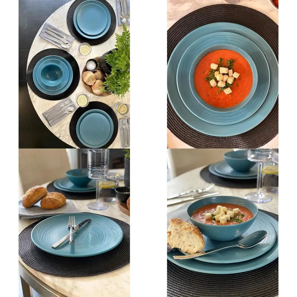 

Набор столовой посуды из меламина Blue Organica — 12 предметов, можно мыть в посудомоечной машине, идеально подходит для повседневной и вечеринок