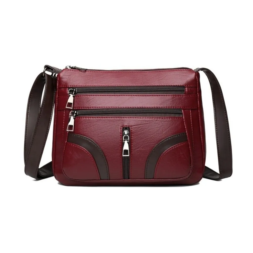 New PU Leather Shoulder Bag Large Capacity Multi-layer Tote Bag Vintage Waterproof Crossbody Bag For Women Daily view 2
