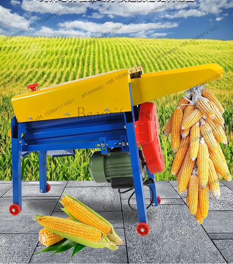Electric corn thresher, small household, grain-wrapping, rice peeling and corn artifact