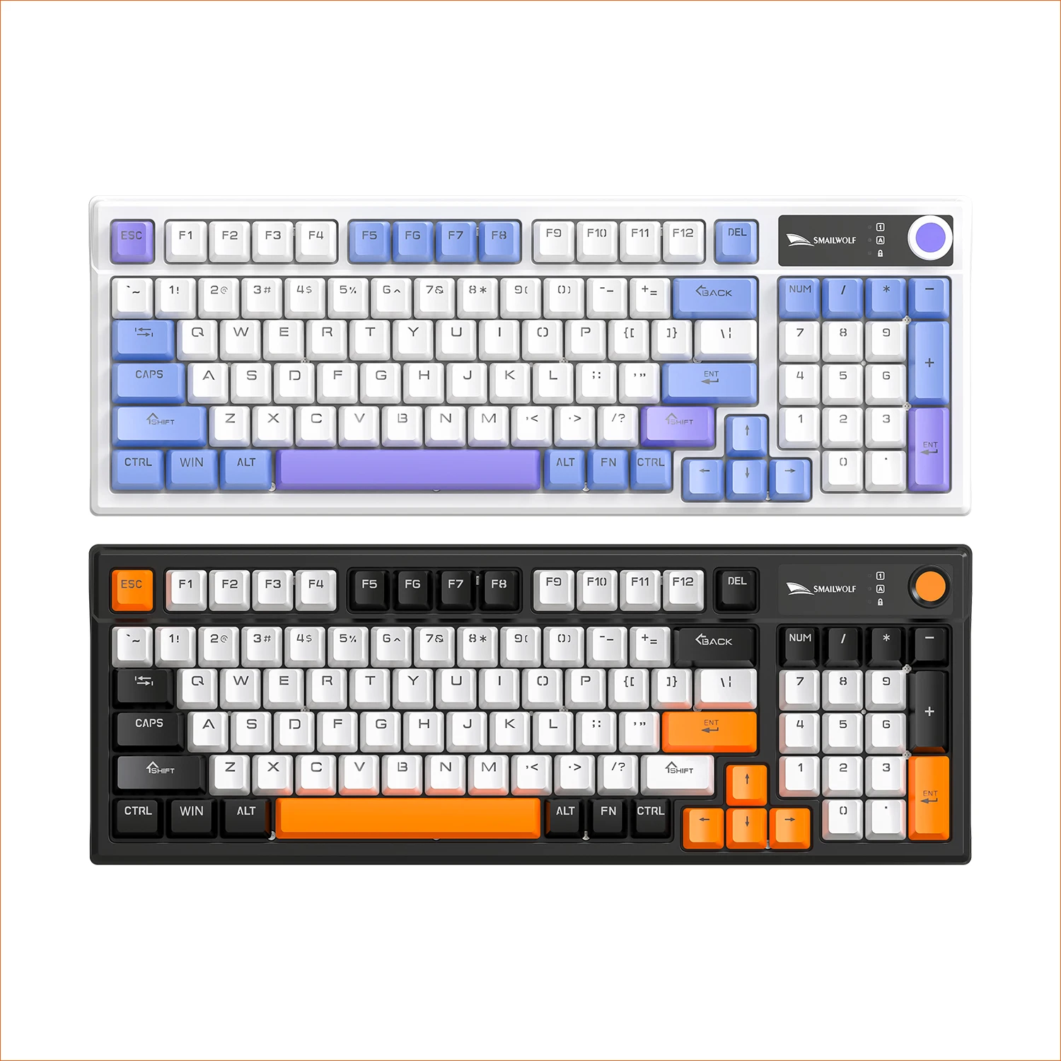 SmailWolf SK15 wired gaming mechanical keyboard, replaceable 3/5-pin shaft body with media knob 96 keys Support WIN/MAC key wire