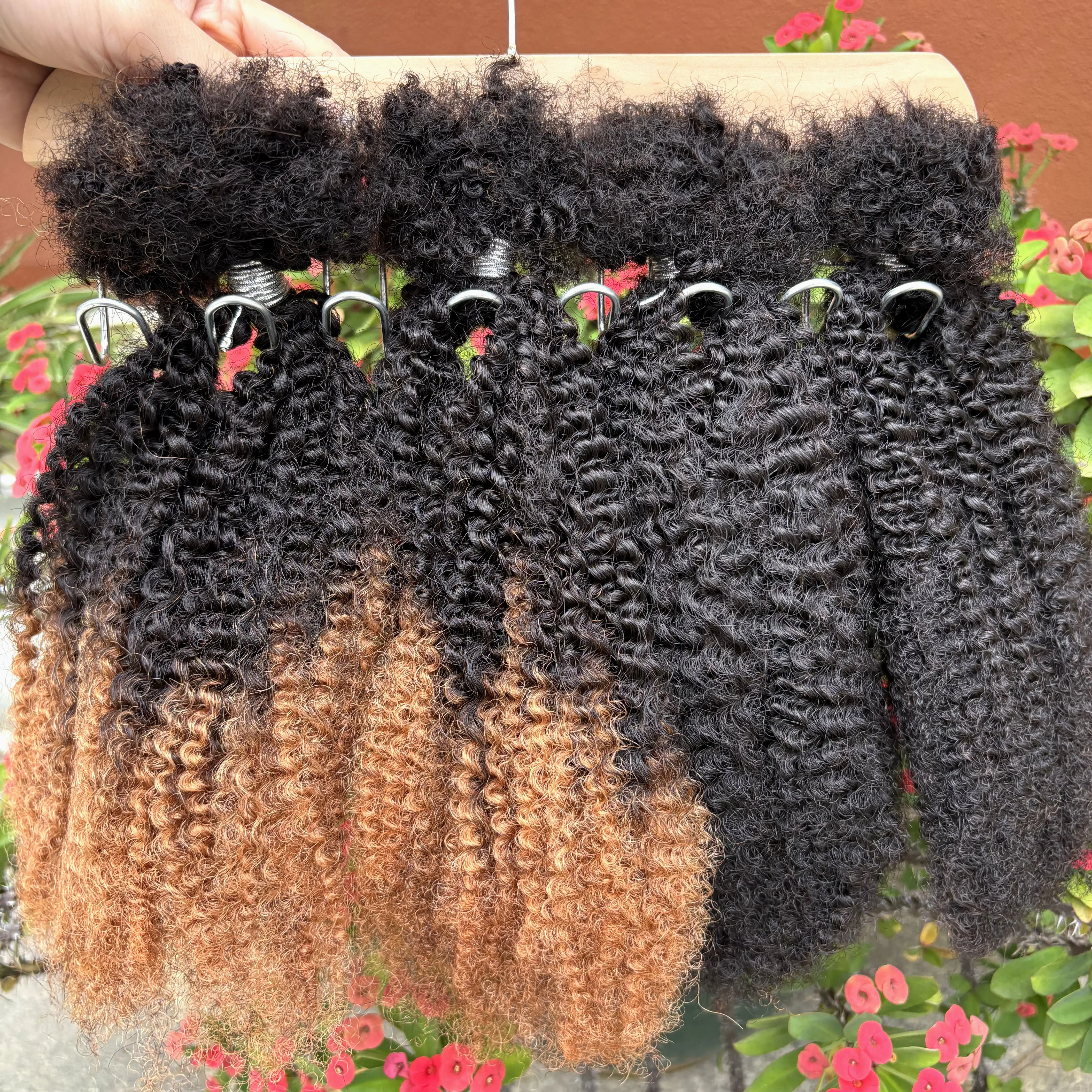 30 جرام/الحزمة 16 بوصة 4C شعر بشري أفرو غريب مجعد تمديد السائبة لا لحمة لـ مايكرو لوكس/التقلبات/الضفائر/إصلاح لوكس