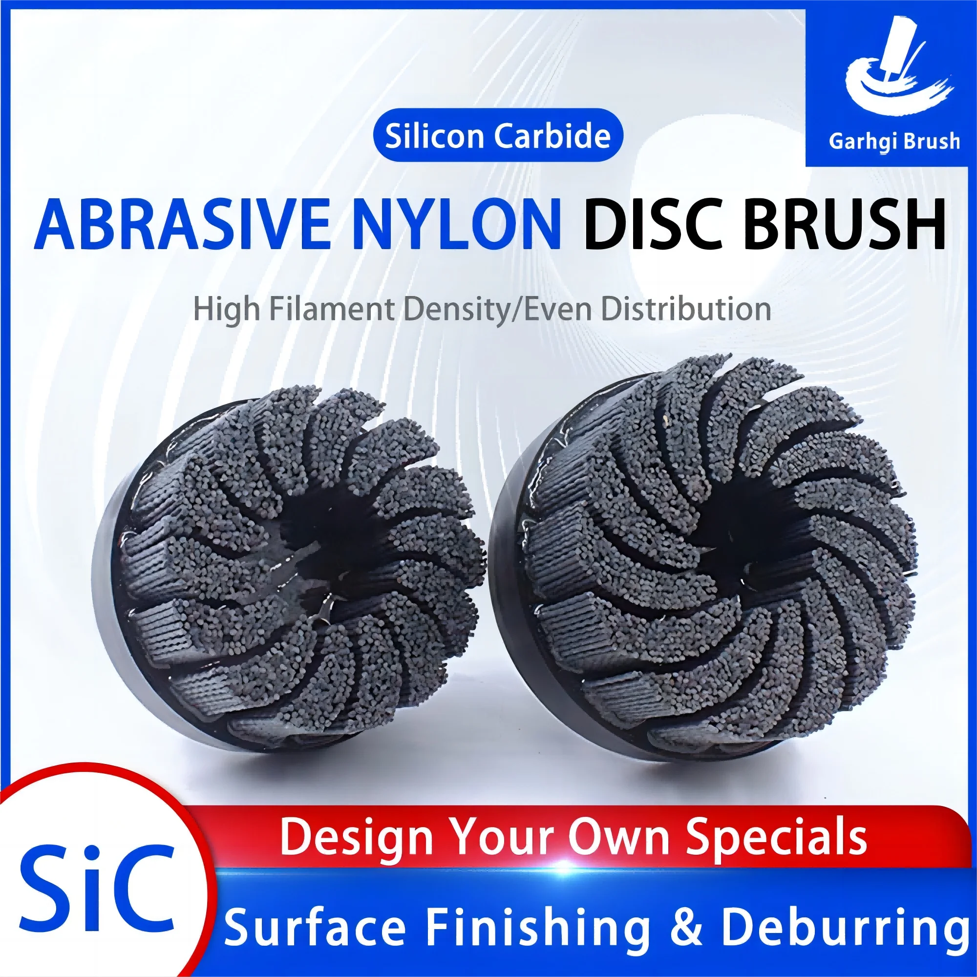 Abrasive Nylon Disc Brushes Silicon Carbide Surface Finishing Deburring Rust Removal Cleaning Brush Power CNC Milling Machine