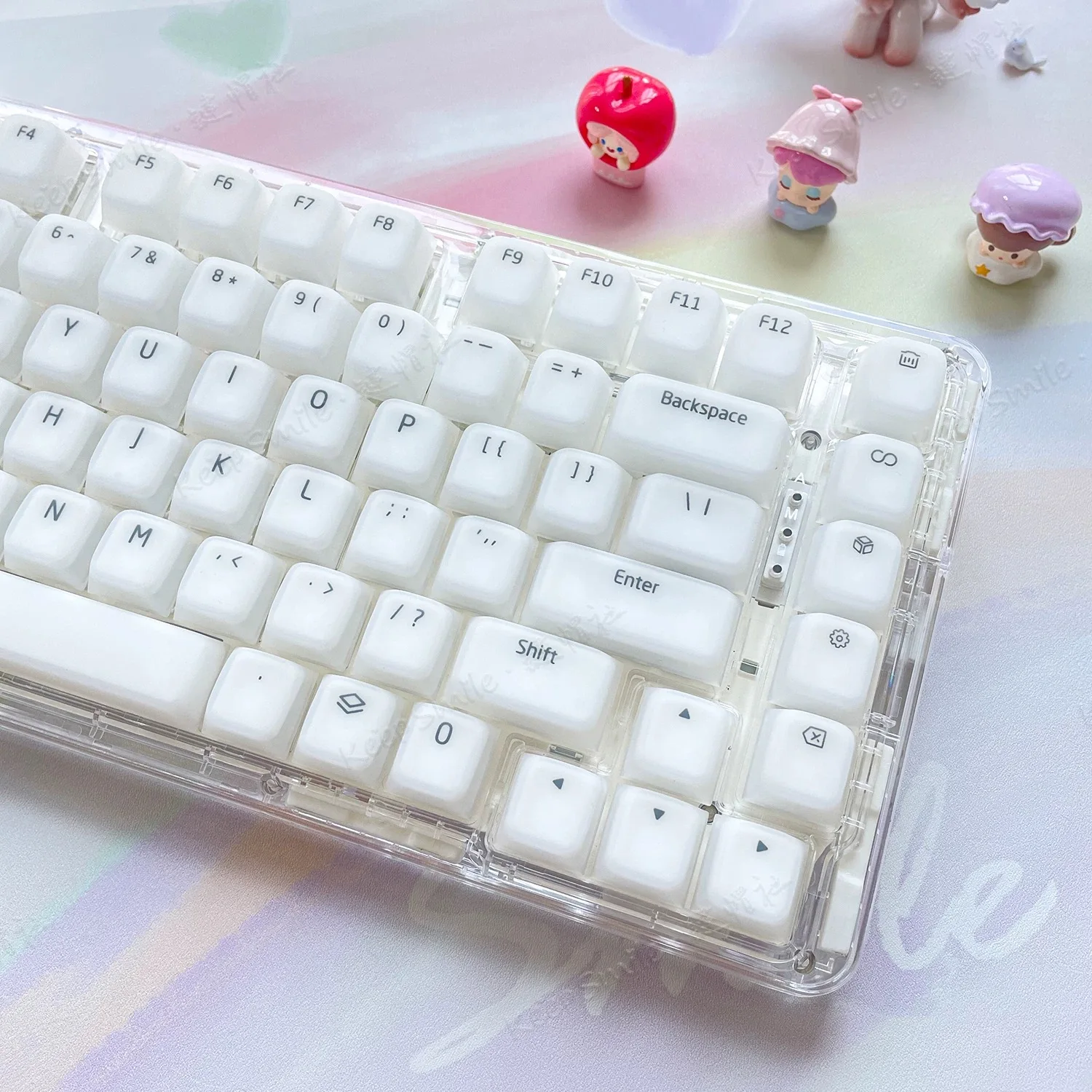 108 Keys Silicone Keycap Jelly Pudding Mechanical Keyboard for MX Switch Chreey Profile White Keycaps DIY Backlit Jelly Crystal