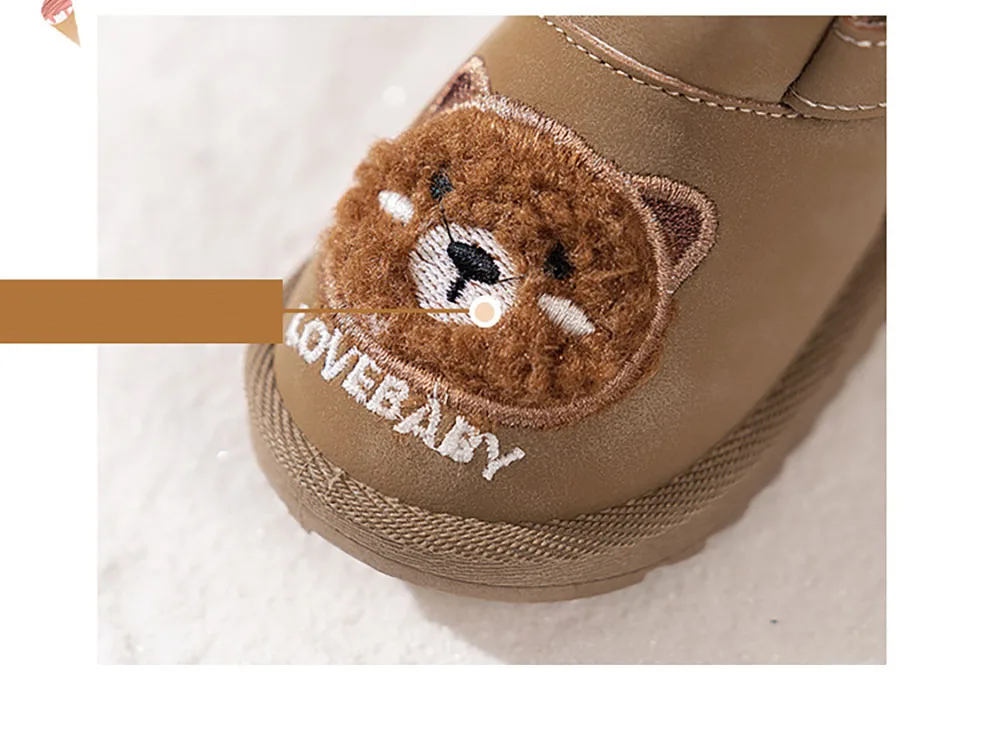 Winter Plush Boots For Children Korean Style Cute Toddler Boots For Baby Thick Warm Kid\'s Cotton Shoes Faux Fur First Step Boots