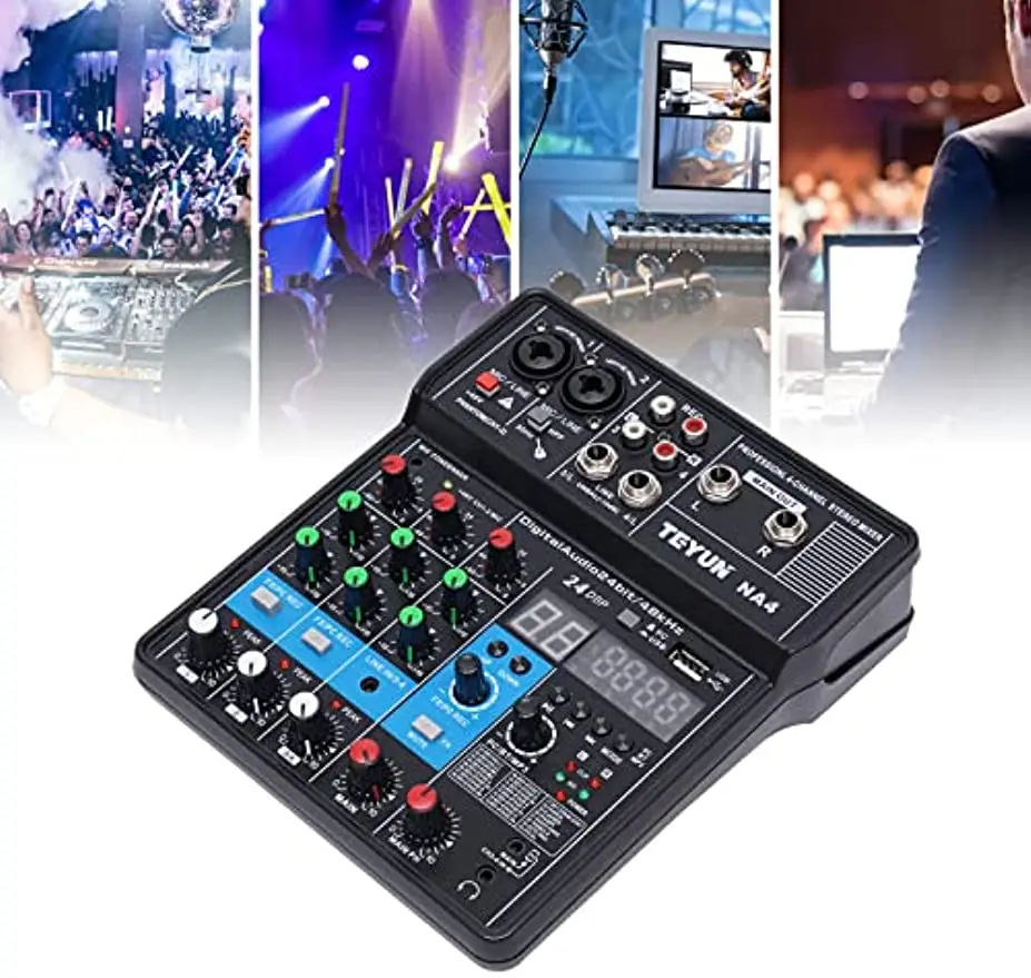 Bluetooth Studio Audio Mixer Sound Mixing Console Desk System Interface w/USB Drive for PC Recording Input AC 110V 50Hz 18W