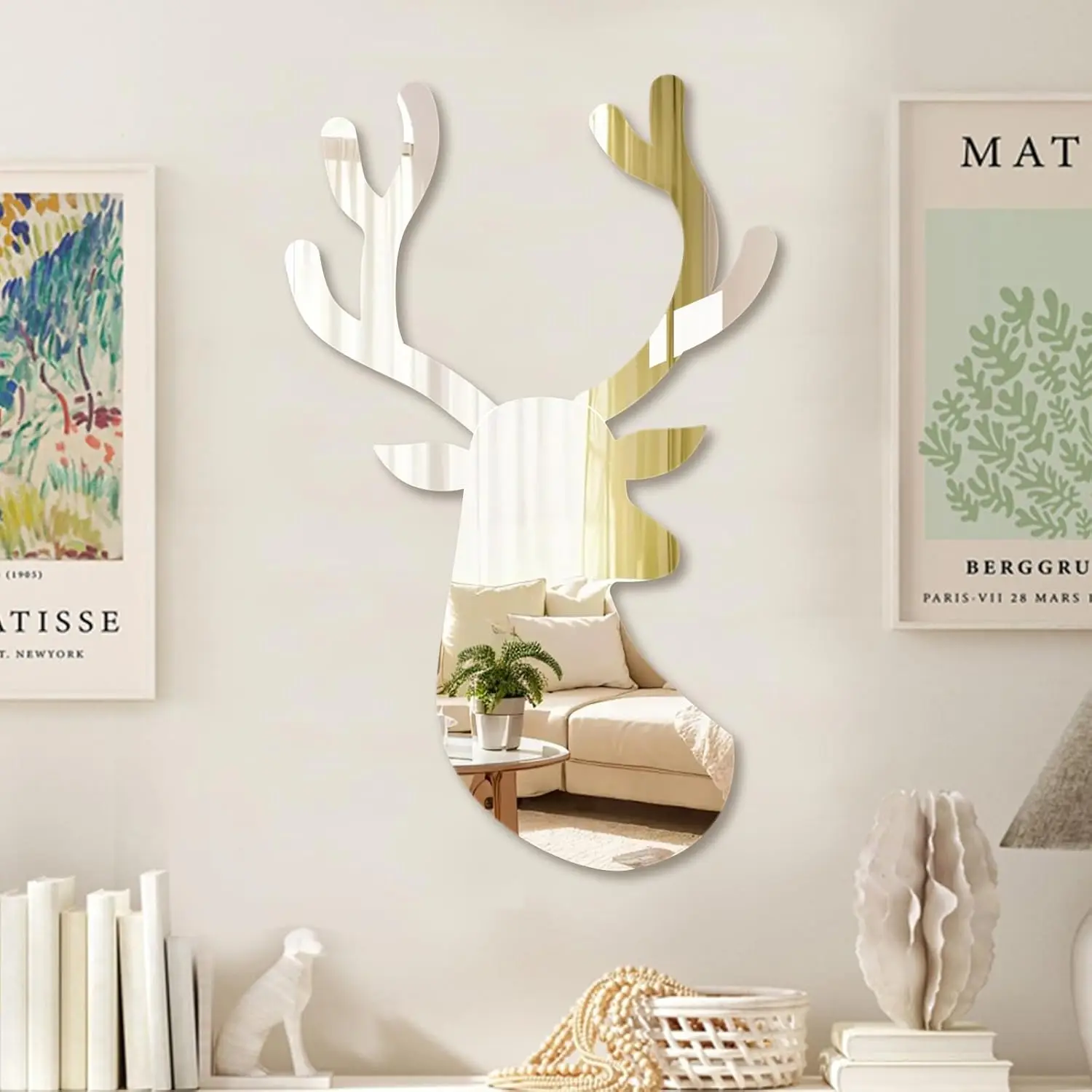 

Акриловая зеркальная наклейка для декора стен, украшение в форме лося/була, зеркальные наклейки для ванной комнаты, входа, спальни, простая установка