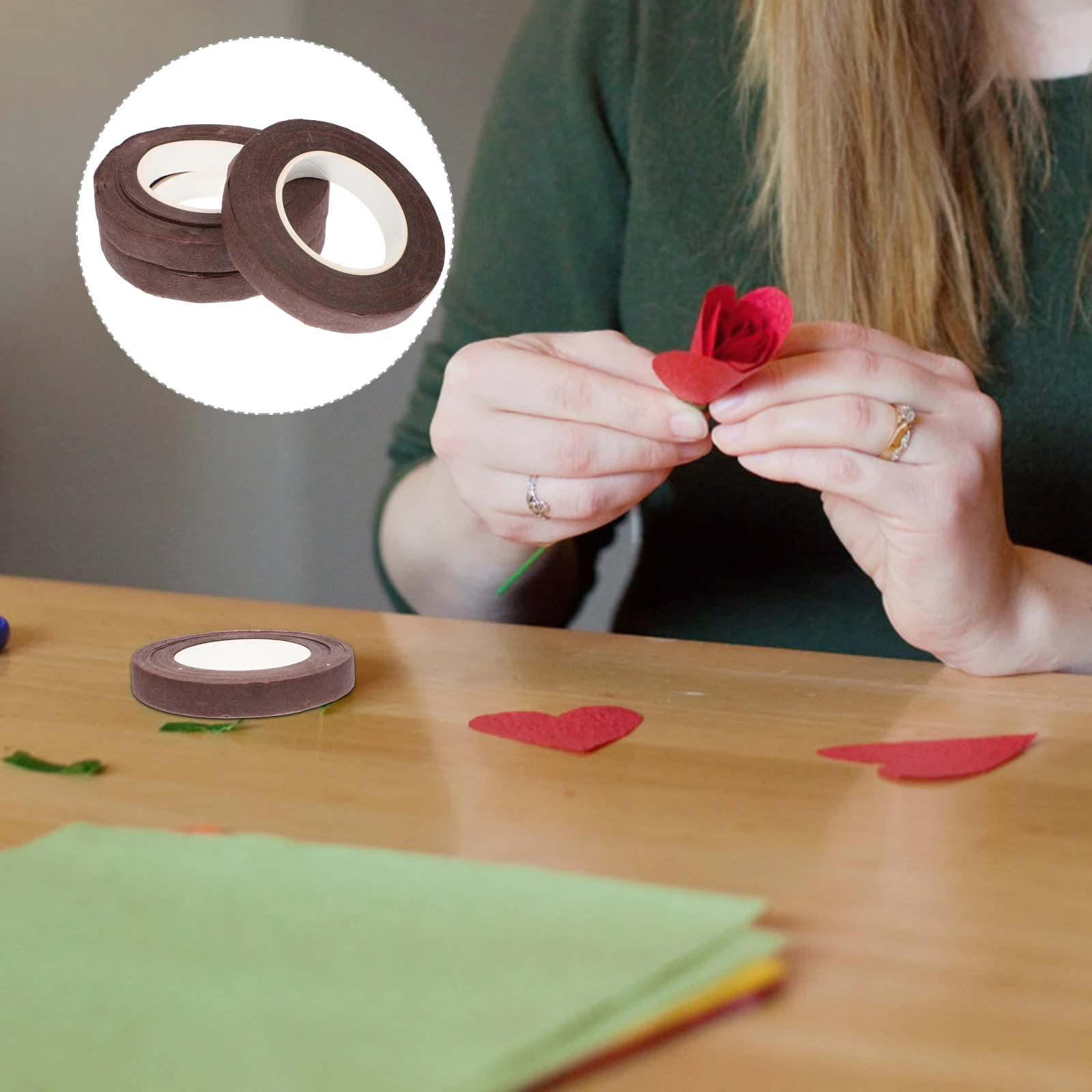 3Pcs Adhesive Floral Tapes Crepe Paper Colorfast Strong Stretchable for Flower Arrangement Wedding Bouquet Stem Wrapping Crafts