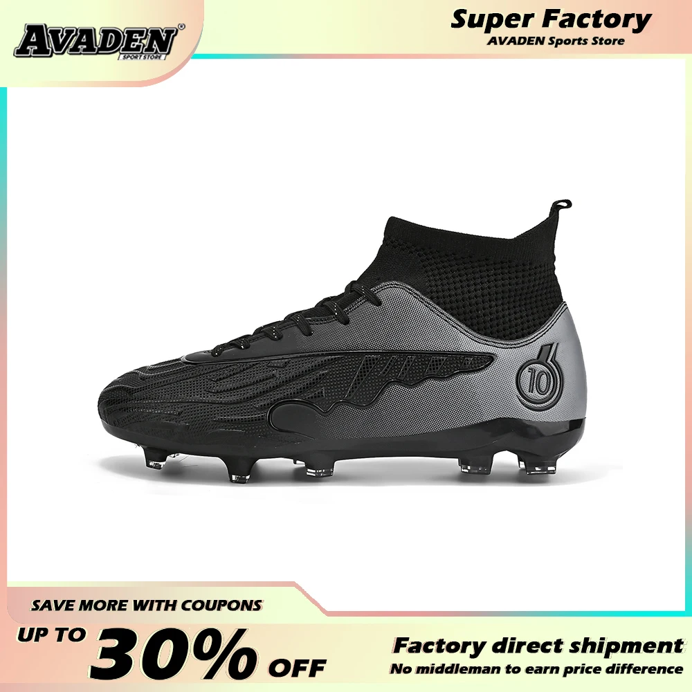 

2023 Men's New High Top Soccer Shoes AG Professional Adult Training Shoes Outdoor Sports Futsal Indoor Children's Football Shoes