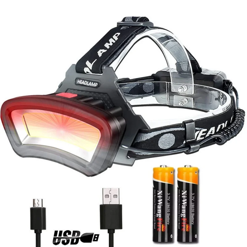 

COB LED Headlamp USB Rechargeable Red White Light Fishing Headlight Waterproof Night Outdoor Camping Hunting Head Light Lantern