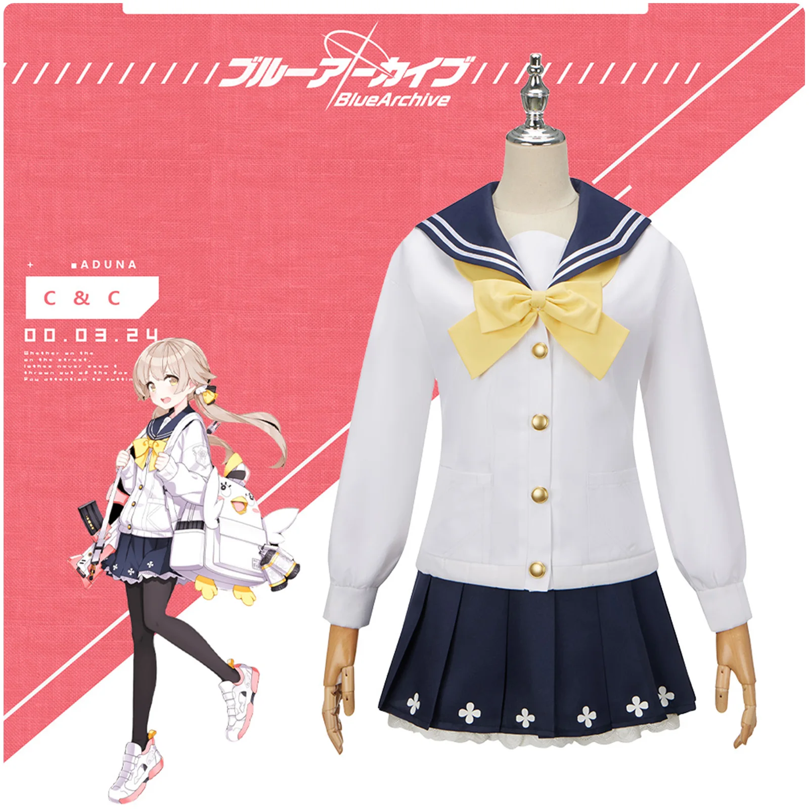 Blue Archive Ajitani Hifumi Customize Cosplay Costume Adult Sailor Suits JK Uniform Jacket Bow Halloween