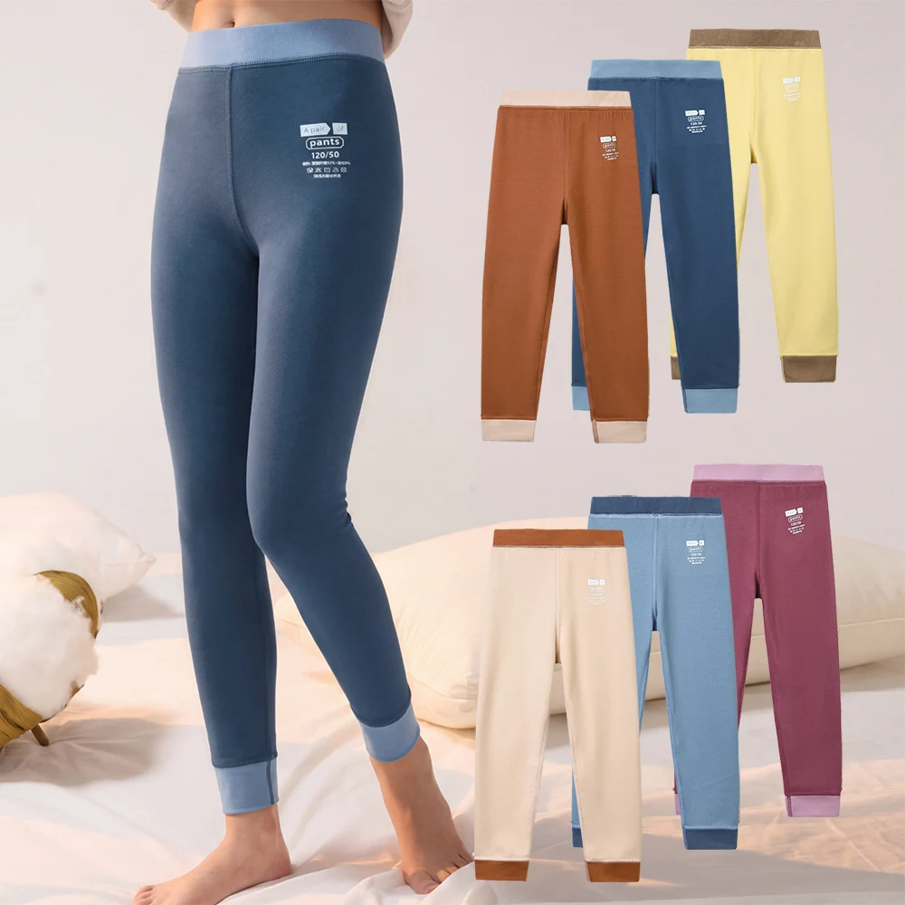Girls Multi‑Color Thermal Underwear Pants Winter Warm Elastic Thick Leggings Kids Long Winter Base Leggings Children's Pants