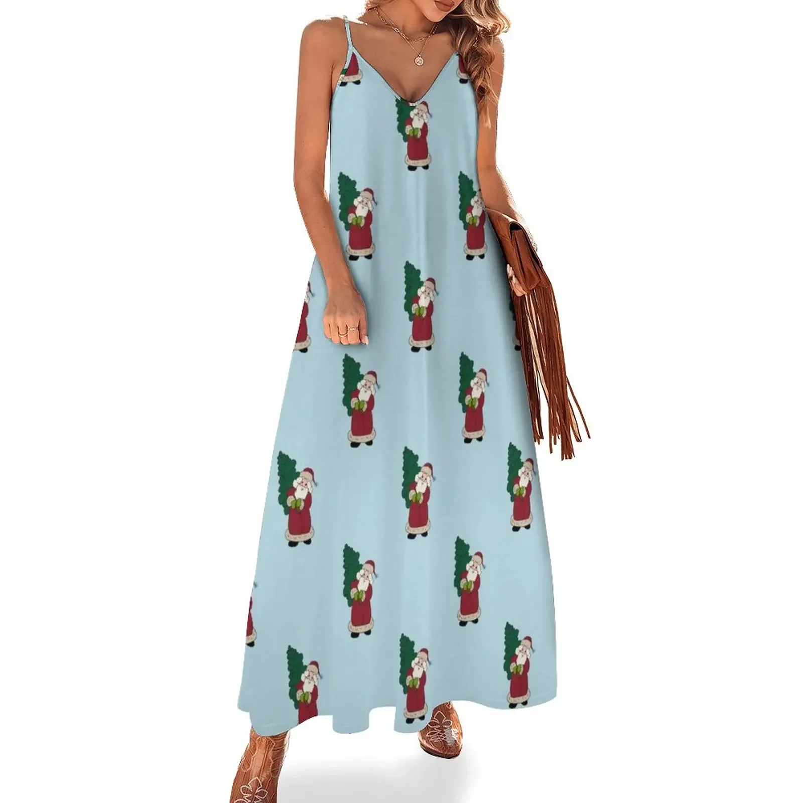 

Santa Sleeveless Dress Long veiled dresses clothes for women Dress