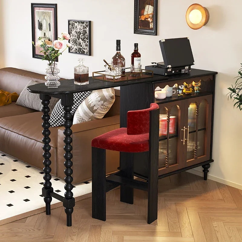 

French telescopic bar counter, living room partition, multi-functional storage, dining side cabinet, integrated small apartment