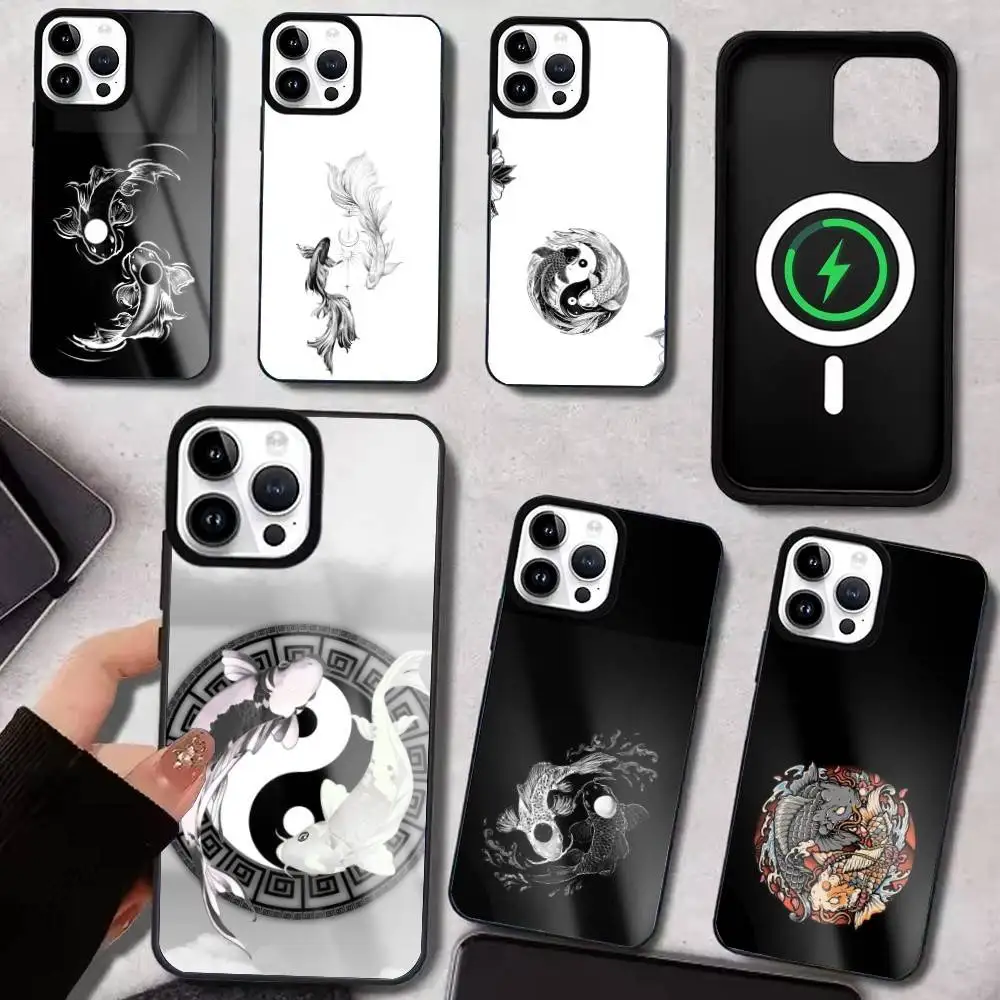 

Koi Carp Fish Yin Yang Art Phone Case For iPhone17,16,15,14,13,12,11 Plus,Pro Max, New Magnetic Wireless Charging