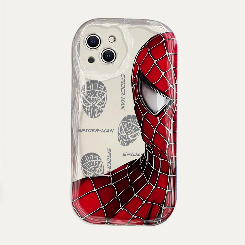 Graffiti Fashion Marvel Spiderman 3D Wave Case For iPhone 15 14 13 12 11 Pro Max Mini X XR XSMAX 8 7 6S Plus Soft Silicone Cover