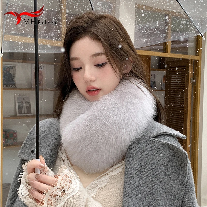 

Fox Fur Collar Winter Coat Fashion Furry Scarf Women Clothes Real Raccoon Fur Shawl Men Luxury Brand Scarves Hijab Lady