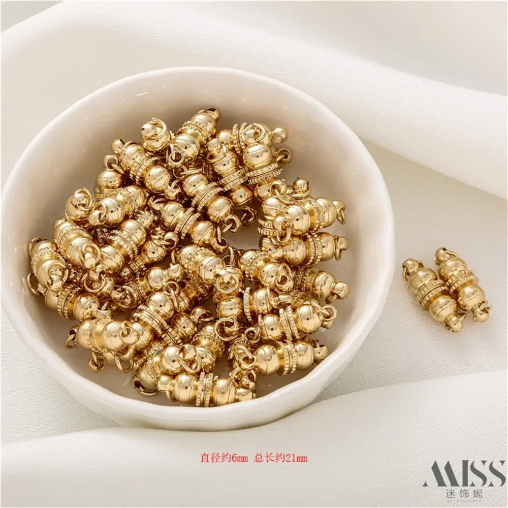 

14K Gold-plated Smooth Oval Pill Shaped Thread Bamboo Barrel Shaped Connection Magnetic Buckle DIY Accessory Bracelet Necklace