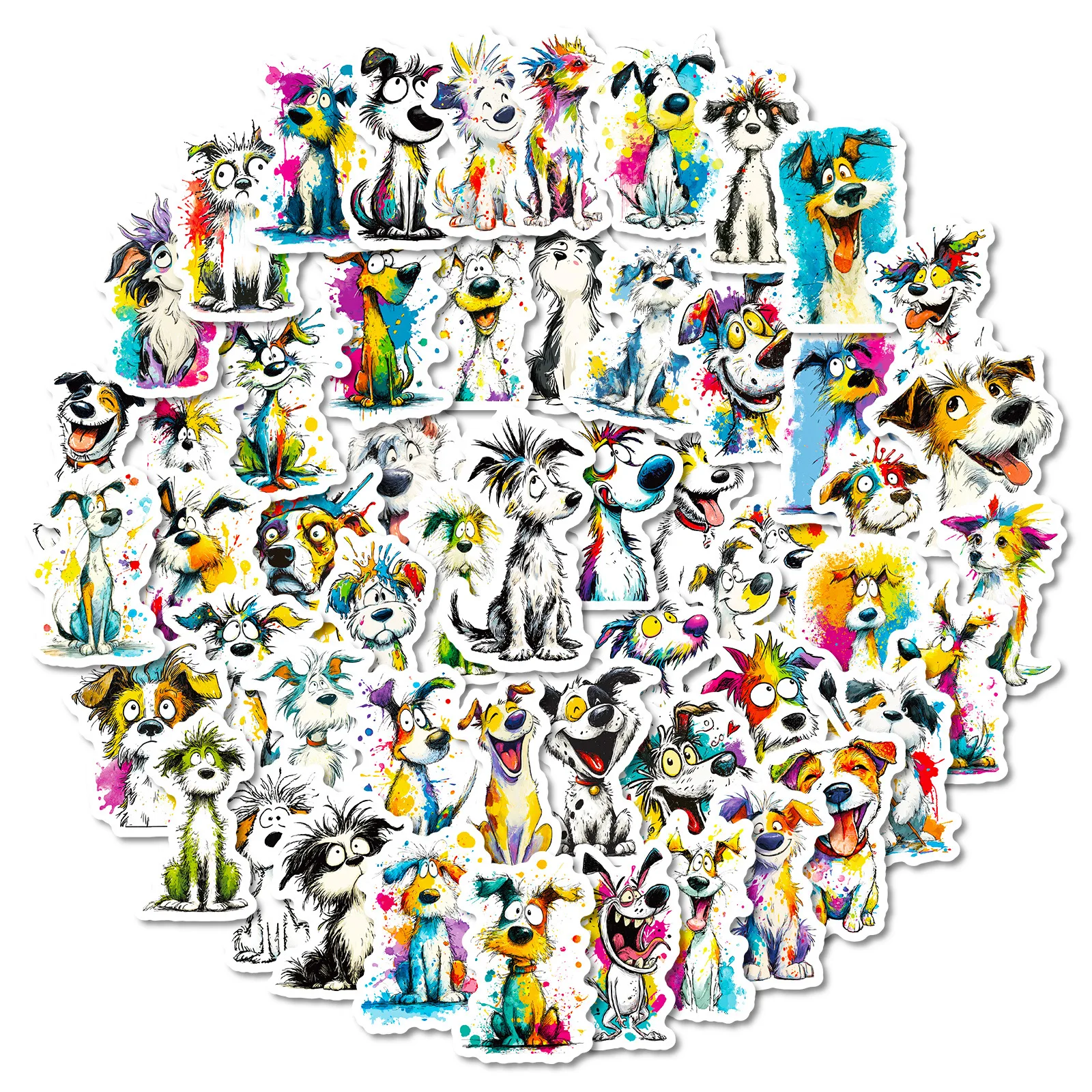 56PCS Creativity Animal Cartoon Stickers Cute Dog Hand Drawn Graffiti Decoration DIY Toys Laptop Guitar Bike Skateboard Decals