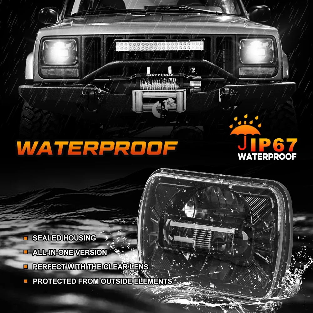 5x7 Led Angel Eyes 12v kwadratowe reflektory Led akcesoria do Jeep Cherokee XJ Off Road YJ H6054 6052 6054 H5054