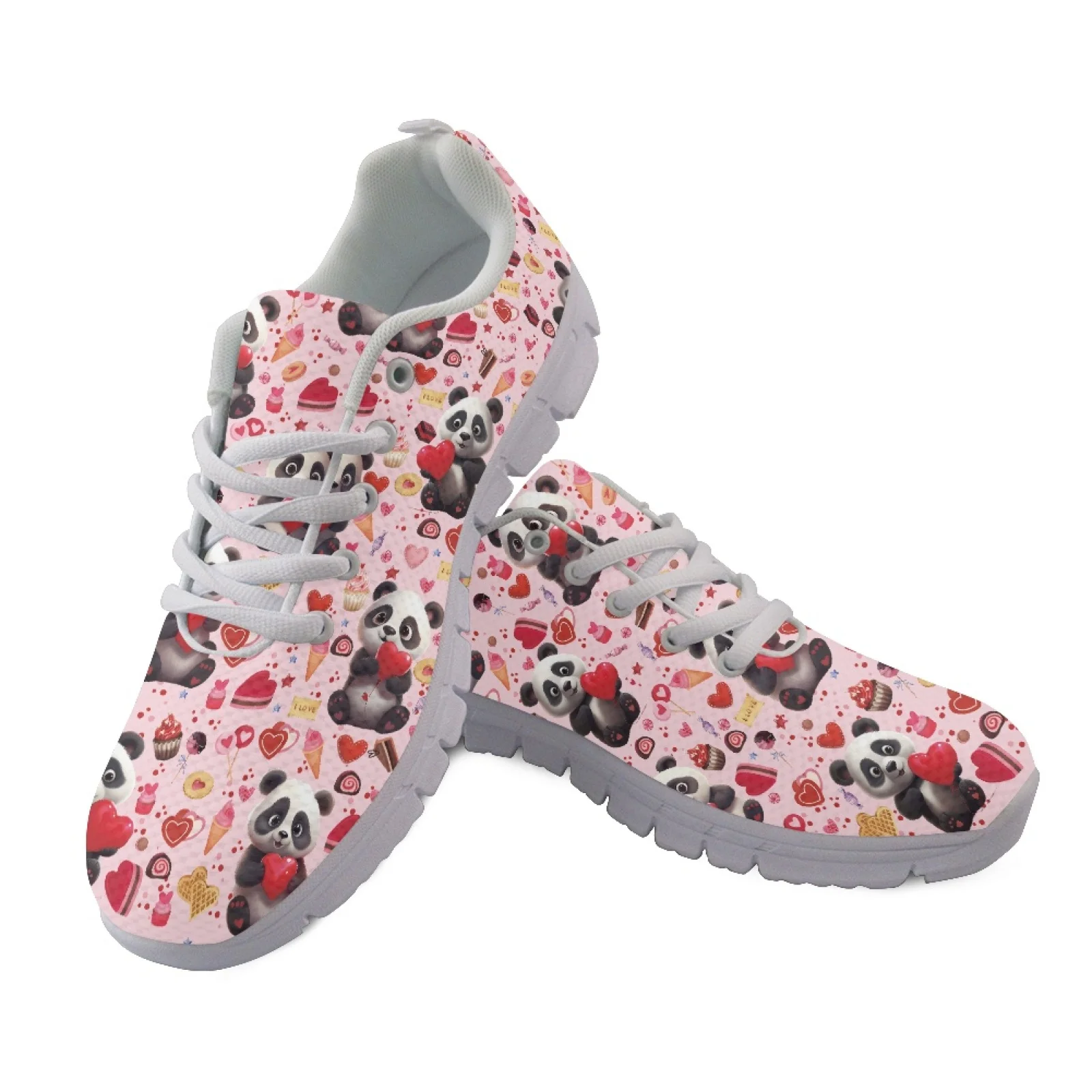 Coloranimal Pastel Heart Athletic Shoes Mesh & EVA Sole Tennis Shoes Breathable Sports Gym Jogging Athletic Shoes for Women