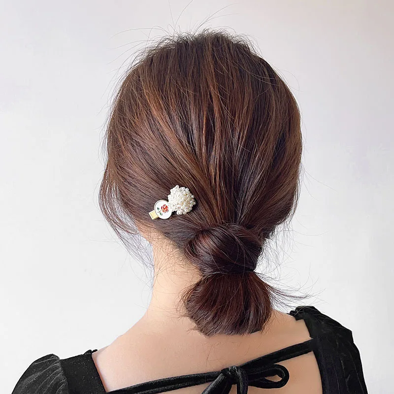 

Vintage Rose Hair Clip, Exquisite Hairpin, Pearl Duckbill Clip, Hair Accessory, Bangs Clip, Side Clip Hairpin Bobby Pin