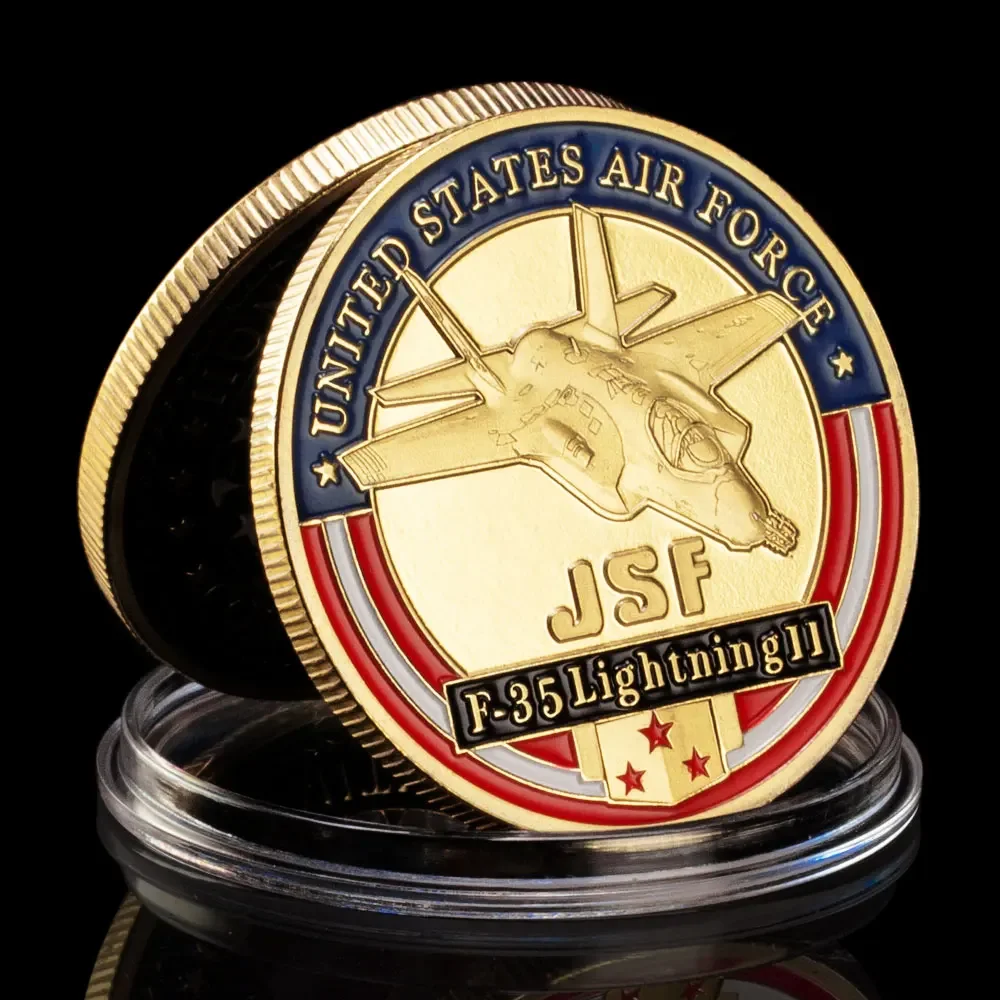 United States Air Force Challenge Coins Gold Plated Commemorative Coin F-35 Lightning II JSF Souvenirs and Gifts