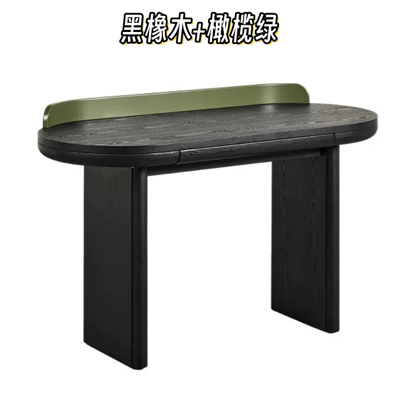 Black oak painted desk household computer desk student writing desk small apartment simple integrated  against the wall