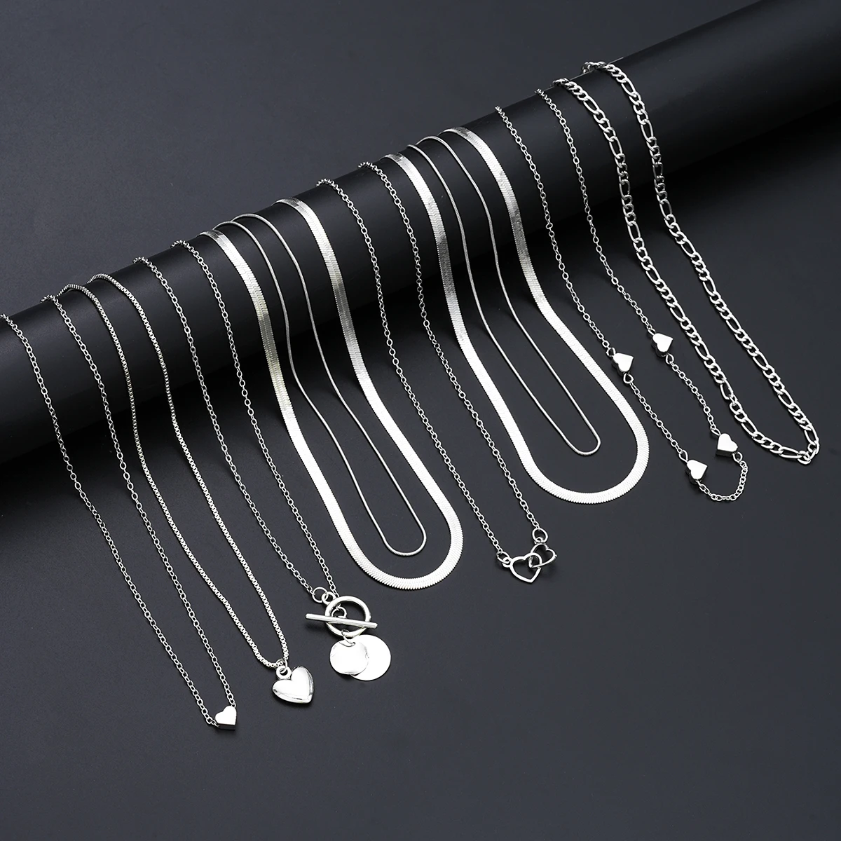 10 قطعة/المجموعة المرأة بسيطة تكويم قلادة القلائد مجموعة موضة الحب القلب متعدد الطبقات القلائد الإناث مجوهرات الحفلات هدايا 2025 #5