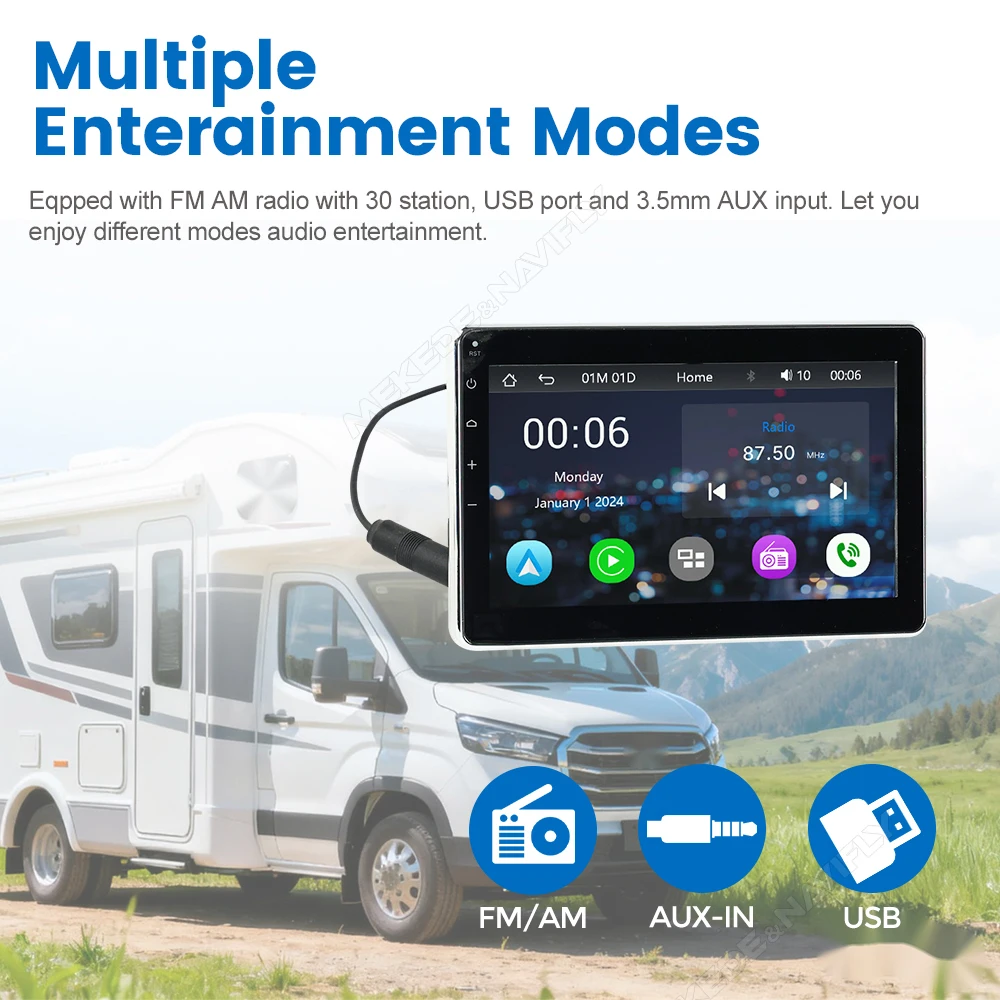 7 "قارب راديو ستيريو CarPlay أندرويد السيارات مشغل الوسائط ل RV ATV UTV سبا RZR عربة جولف MP5 بلوتوث 5.0 مقاوم للماء DSP FM AUX