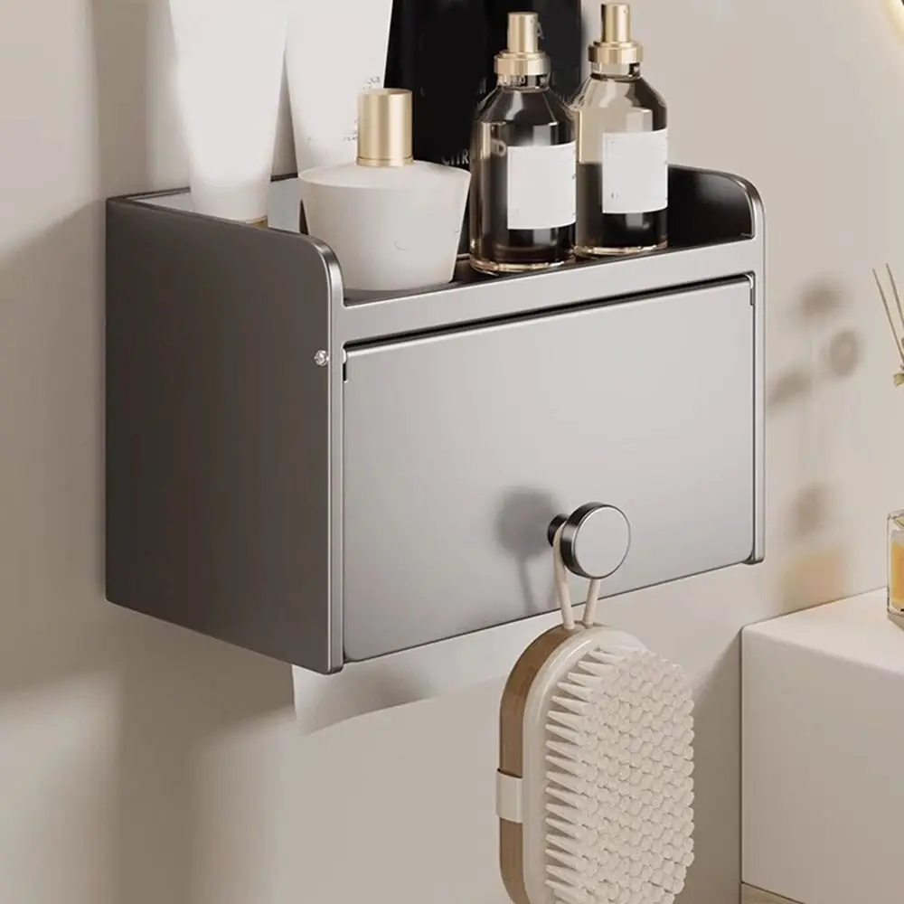 

Wall Mounted Bathroom Tissue Box Large Capacity Moisture-proof Toilet Paper Holder Carbon Steel Waterproof Draw Tissue Box