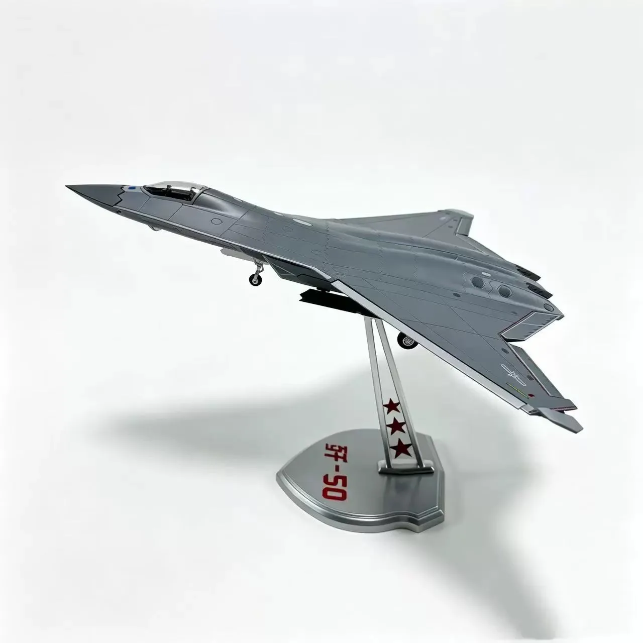 1/72 Scale Chinese Air Force J-50 Stealth Fighter Sixth-Generation Alloy Airplane Models With Base For Souvenir Hobby Ornaments