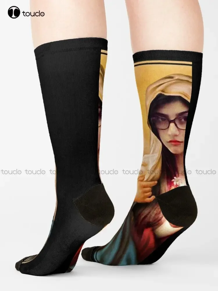 Lover Gift Holy Mia Khalifa Gifts For Movie Fan Socks Mens Socks Crew Christmas New Year Gift 360° Digital Printing New Popular