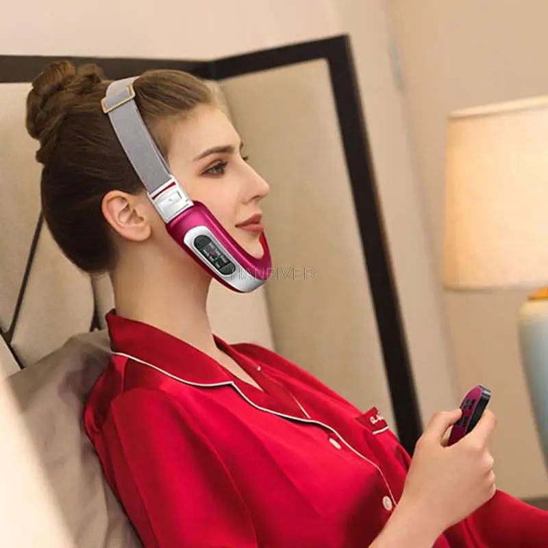 Instrumento de massagem facial micro-corrente ferramenta de emagrecimento facial vermelho azul beleza instrumento de cuidados com a pele