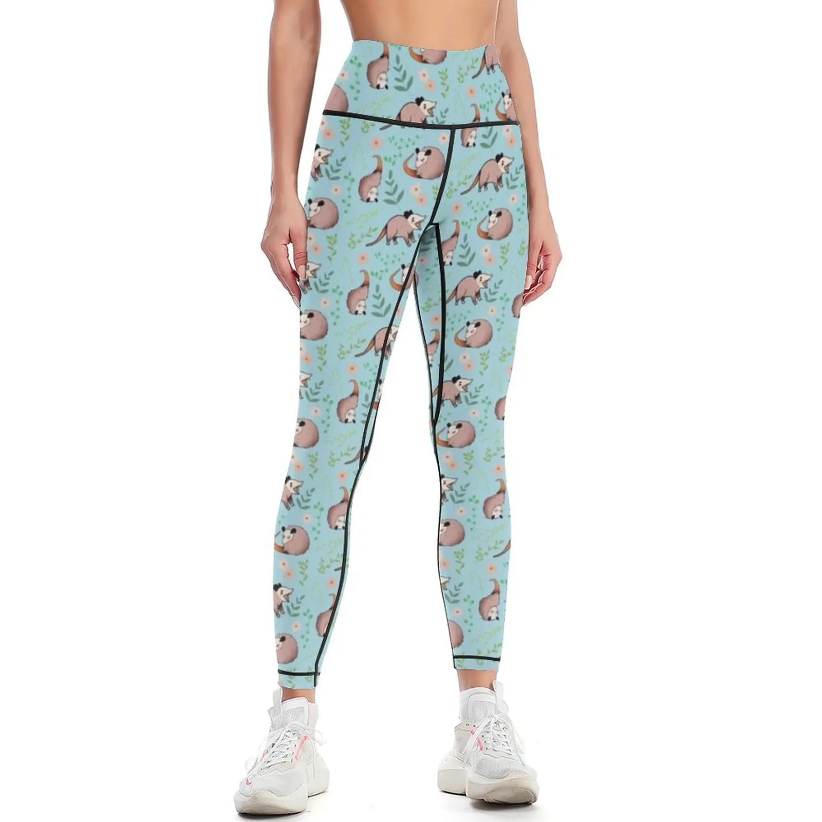 

Possum - Cute Brown and Blue Cartoon Animal Pattern Leggings sports woman gym harem pants Womens Leggings