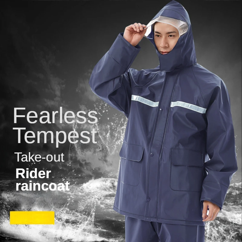 

Raincoat and Rain Pants Suit Men's Long Body Rainstorm Thickening Outdoor Electric Bike Riding Split Waterproof Clothing