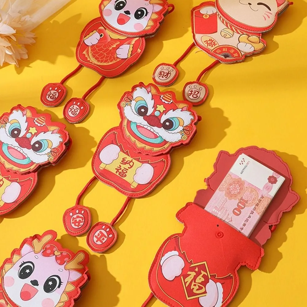 

Lucky Money Wallet Money Packing Bag Coin Purse Hongbao Dragon Year Mascot Cartoon Children's Bag 2024 Red Envelope