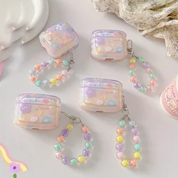 Luxury Korean Gradient Star Earphone Case For AirPods 1 2 3 Cute Rabbit Flower Colored Bead Chain Case For AirPods Pro 2