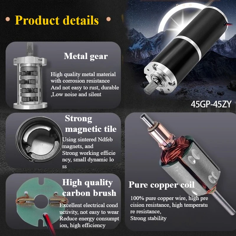 45gp-45zy Planetary Gear Geared Motor  Low Speed Large Torque Miniature Speed Control Motor12v24v