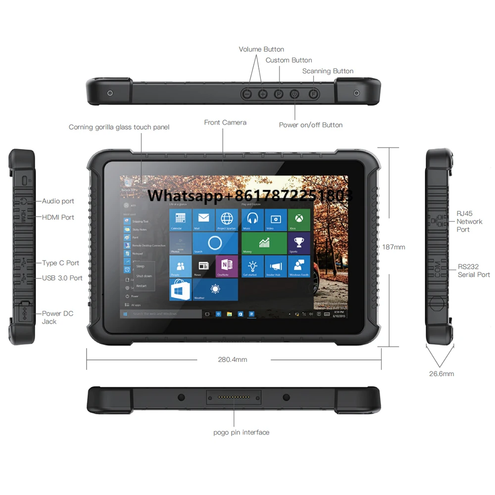 Wifi Nfc 4G Ip65 Waterproof Webcam Industrial Tablet Pc Os Win11/win10 8ram Rugged Tablet PC Enterprise sunlight Readable