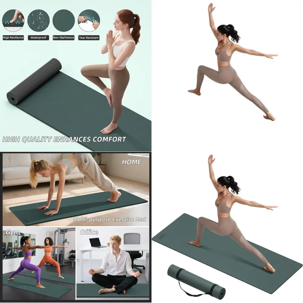 

Thick 10mm & 193cm Long Yoga Mat, 76x28x0.4, Dual-Tone TPE, Non-Slip, Portable Strap, Perfect for Yoga, Pilates, and More