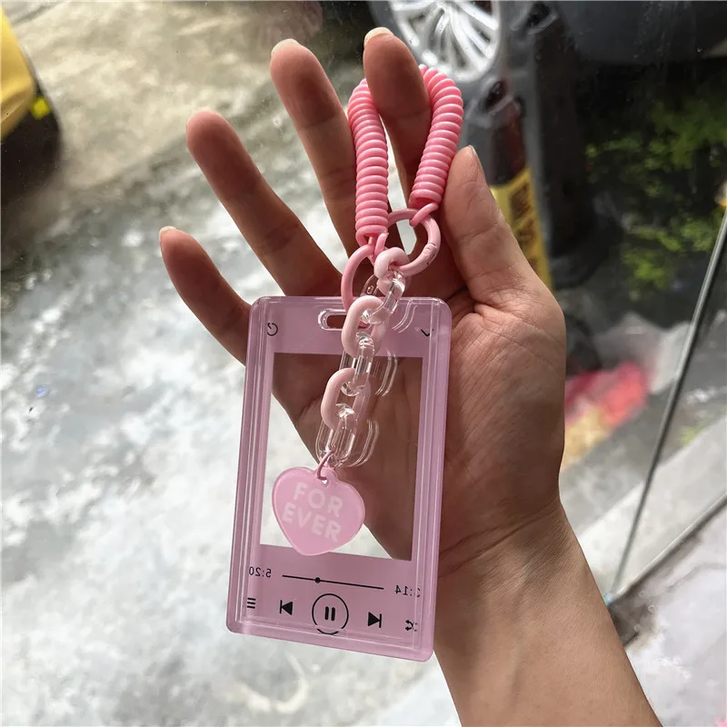 NameTag Spring Lanyards Card Holder Removable Badge Door Credential Holder Slide Cover School Business Plastic ID Card Holder