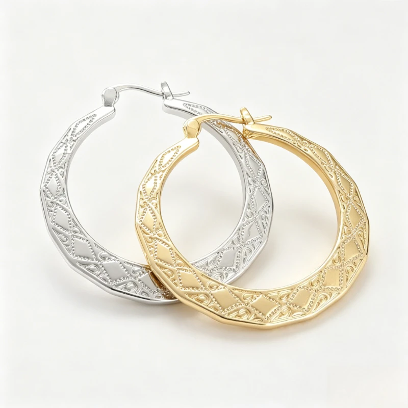 Ethnic Style Charm Patterned Golden Silvery Plated Hoop Earrings for Women Fashion Exquisite Banquet Wedding Jewelry Accessories
