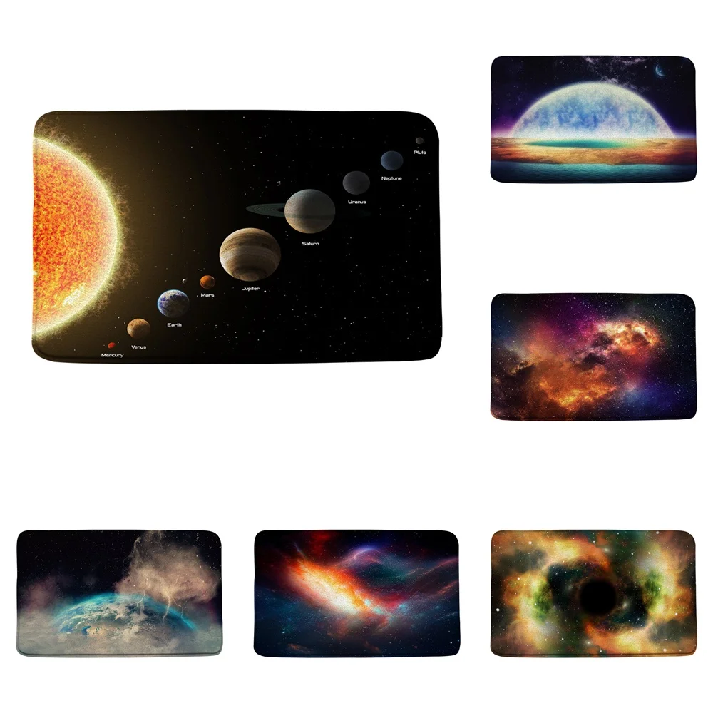 

Galaxy Bath Mat Solar System Planets Earth Dazzling Starry Sky Plush Bathroom Decor Doormat Carpet Kitchen Rug Non Slip Backing