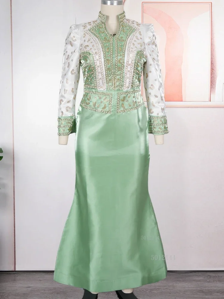 

Африканское платье русалки для женщин, воротник-стойка, турецкое платье макси, роскошная вечеринка, свадьба, африканская одежда Bubu, большие размеры, 2020