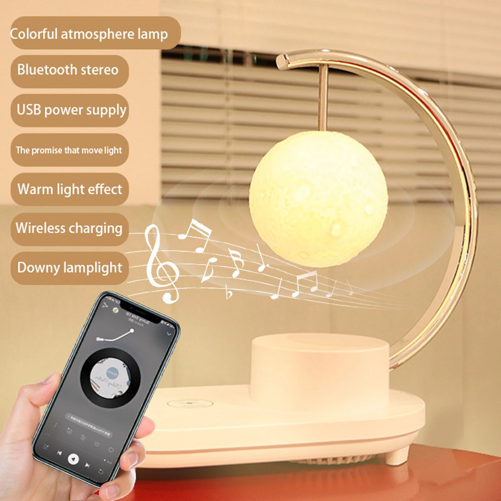 Gifts LED Table Lamp Ambient Light USB Dimmable Desk Lamps Eye Protection Desktop Reading Night Lights with Bluetooth Speaker