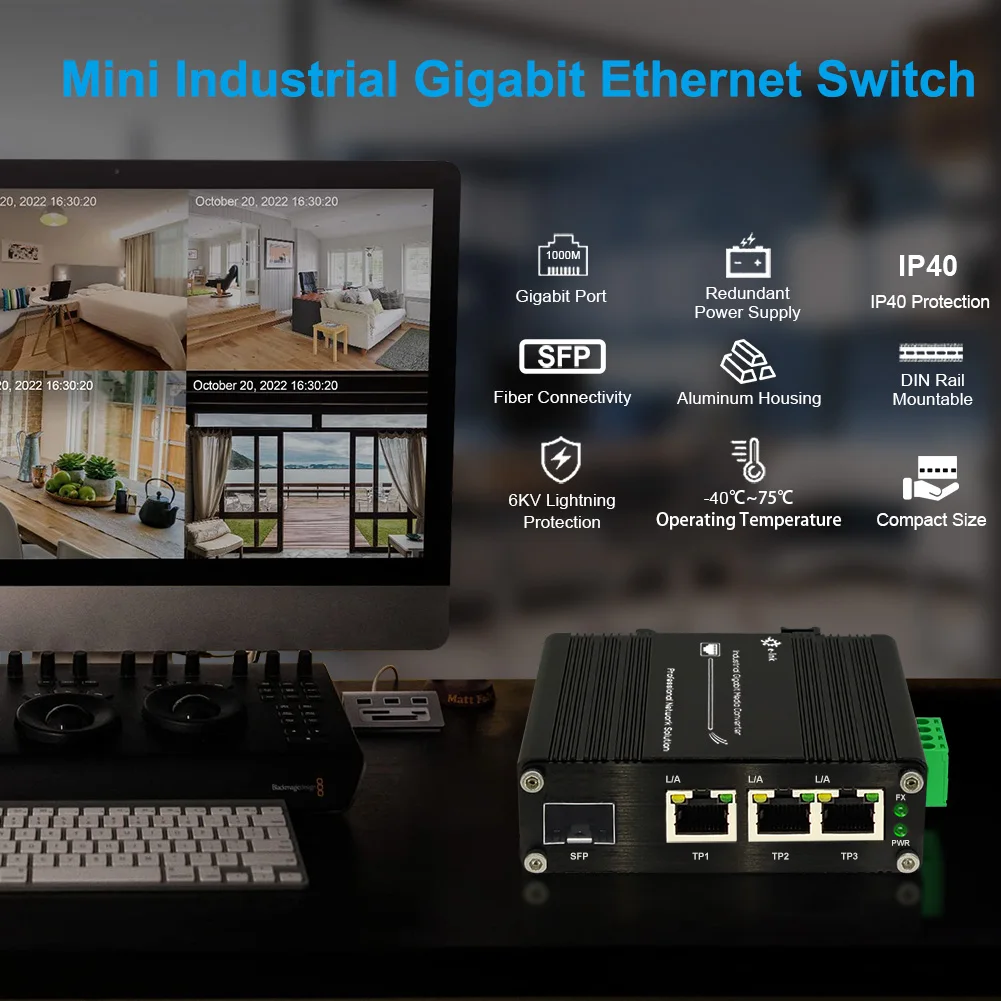 Imagem -05 - Interruptor Industrial da Fibra Ótica Ethernet do Gigabit de Portas Poe Sfp Din-rail Portas 10 Mbps 100 Mbps 1000mbps Entrada 1248vdc