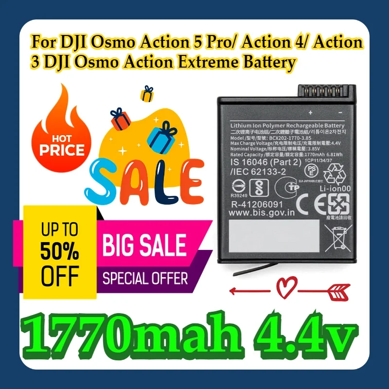 For DJI Osmo Action 5 Pro/ 4/ 3 DJI Osmo Action Extreme Battery