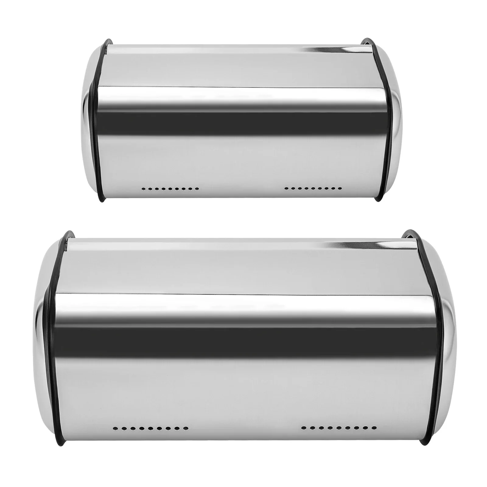 Edelstahl-Brotkasten Bäckerei-Vitrine Brotaufbewahrungsbehälter mit Sichtfenster Rolltop-Deckel 5L Fassungsvermögen für die Küche – Detail 6