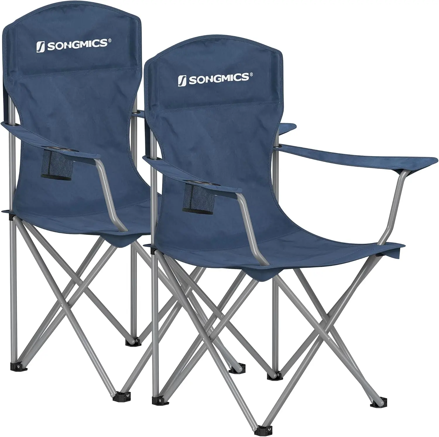 

2 Pack Folding Camping Chairs, Load 330 lb, Cup Holder and High Backrest, Heavy-Duty Structure, for Lawn, Garden,Fishing,Terrace