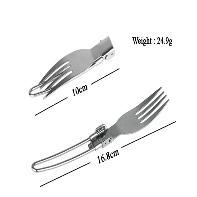 Camping Fork Spoon Outdoor Tableware Foldable Ultralight Stainless Steel Set Of Dishes For Camping Outdoor Cooking